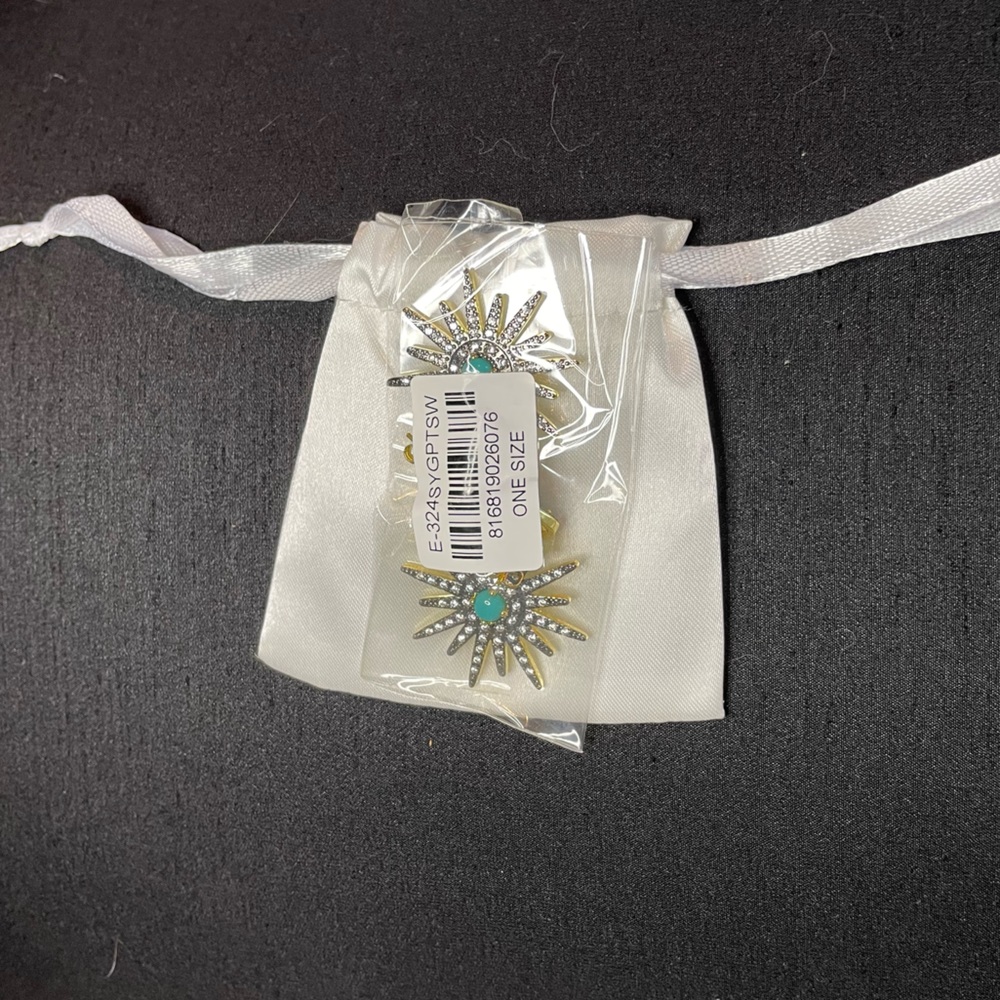 💥NWT💥 Adornia Turquoise & Swarovski Crystal Starburst Earrings - Picture 4 of 6